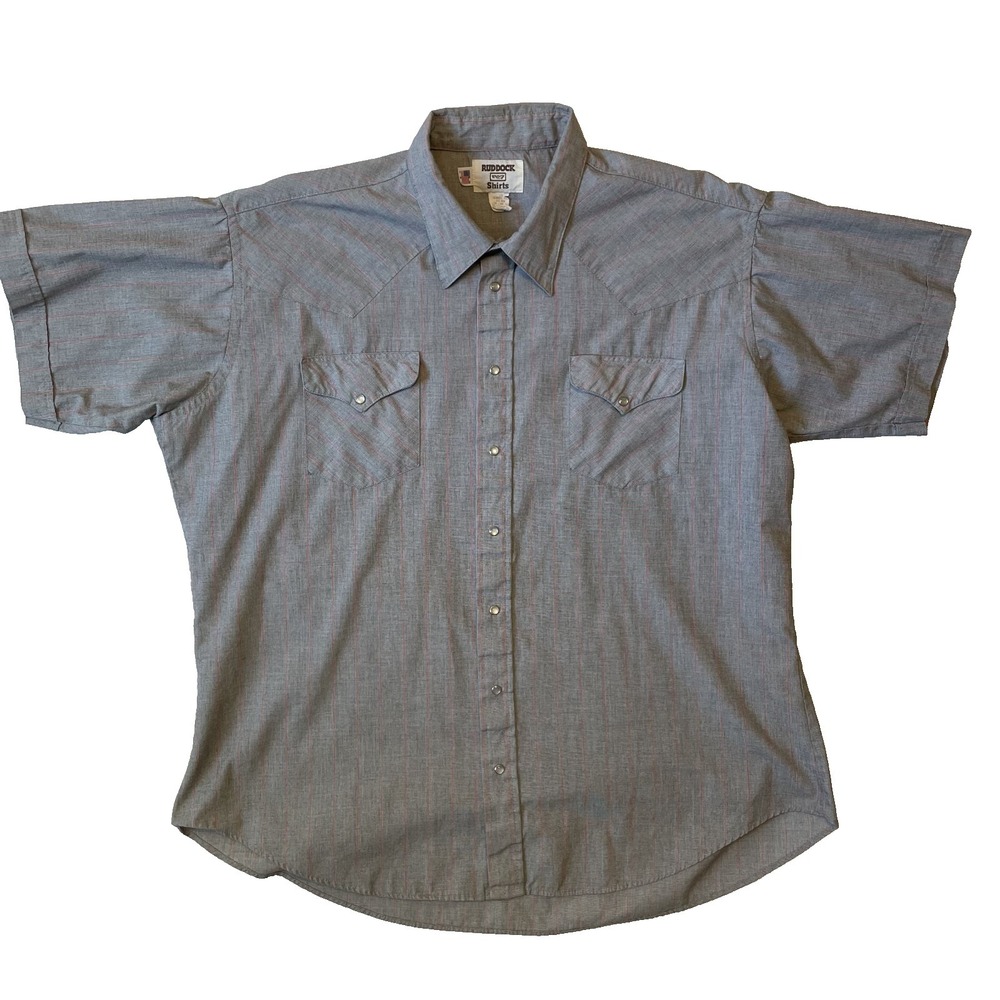 Ruddock Classic Fit Big Man Extra Long Short Sleeve Button Grey Stripe Shirt, 19